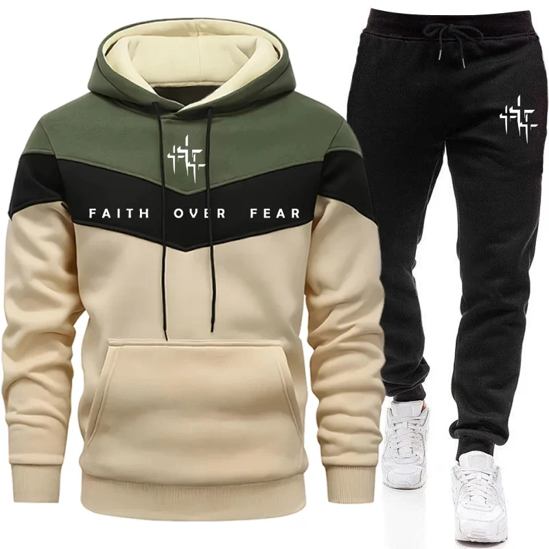 Jogger Sweatpants Men - Faith Over Fear trainingspak voor heren,
