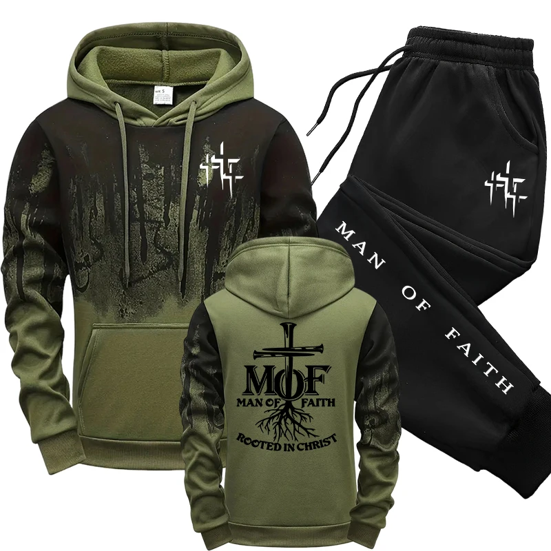 Jogger Sweatpants Men - Man of Faith Heren Trainingspak Hoodie