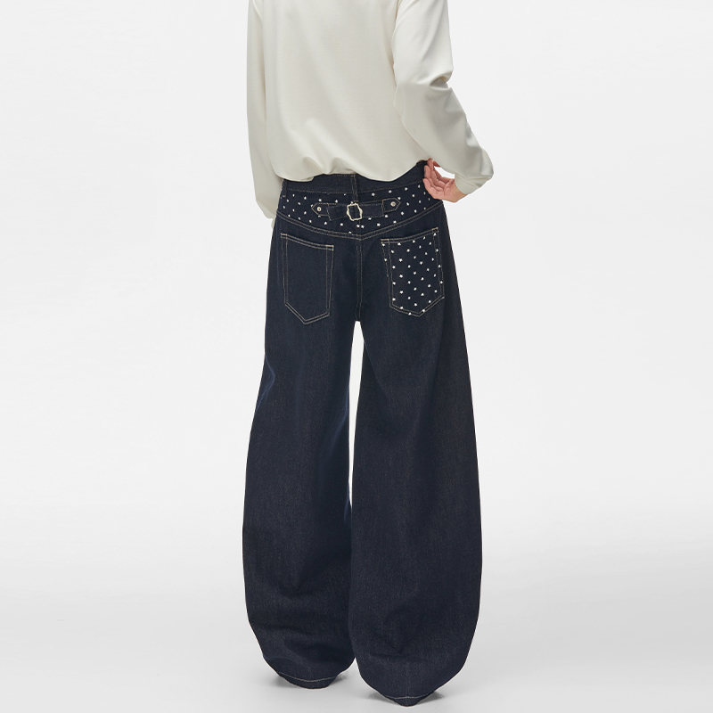 Men'S Fashion Jeans And Boots - Herfst Design Sterrenprint Raw Denim Blauwe