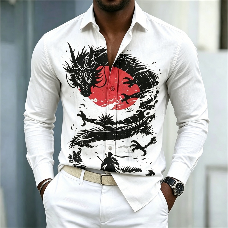 Queer Men'S Fashion - 2026 Nieuw Herenoverhemd Wit Zwart Rood