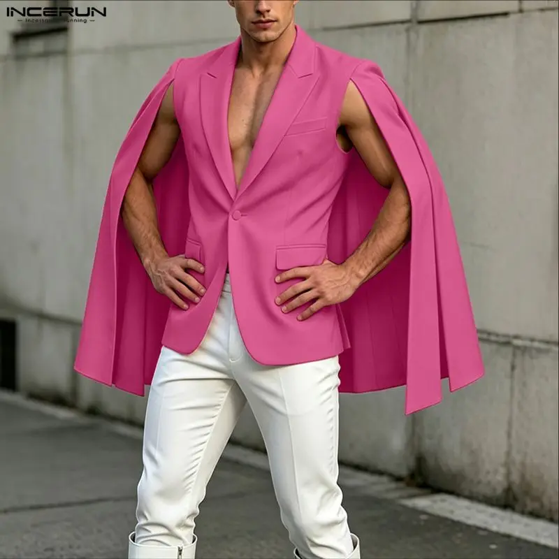 Mens Fashion Poncho - INCERUN mannen Onregelmatige Blazer Effen Kleur