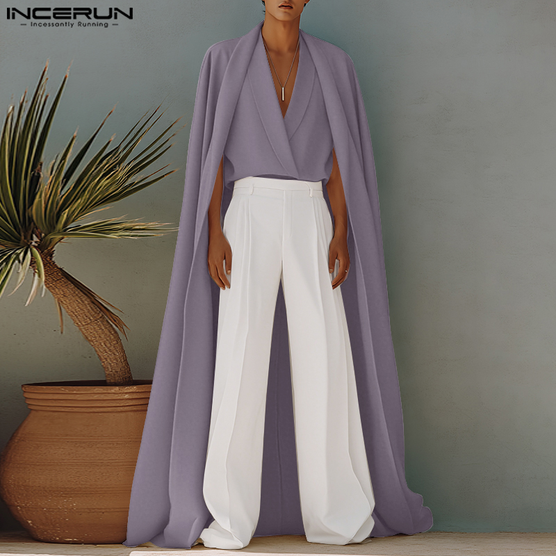 Mens Fashion Poncho - INCERUN Mannen Lange Stijl Shirt Effen