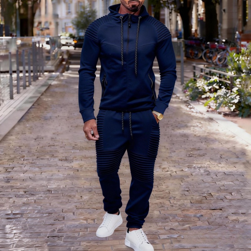 Jogger Sweatpants Men - Heren trainingspak met geplooide details, volledige