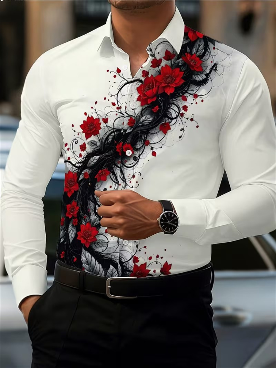 Herenshirt met rode rozenprint - Queer Men'S Fashion recensie en prijs
