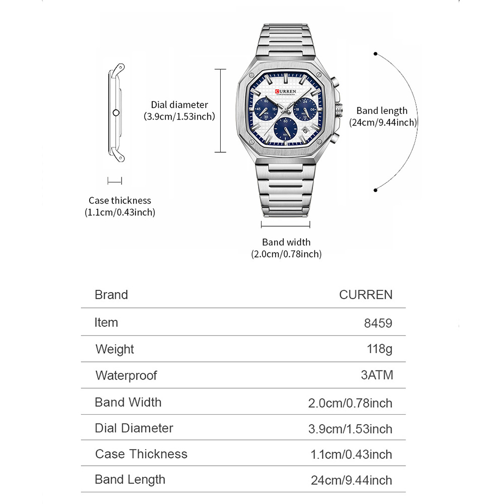 CURREN Luxe Vierkant Chrono Ho - Mens Fashion Bracelet recensie en prijs